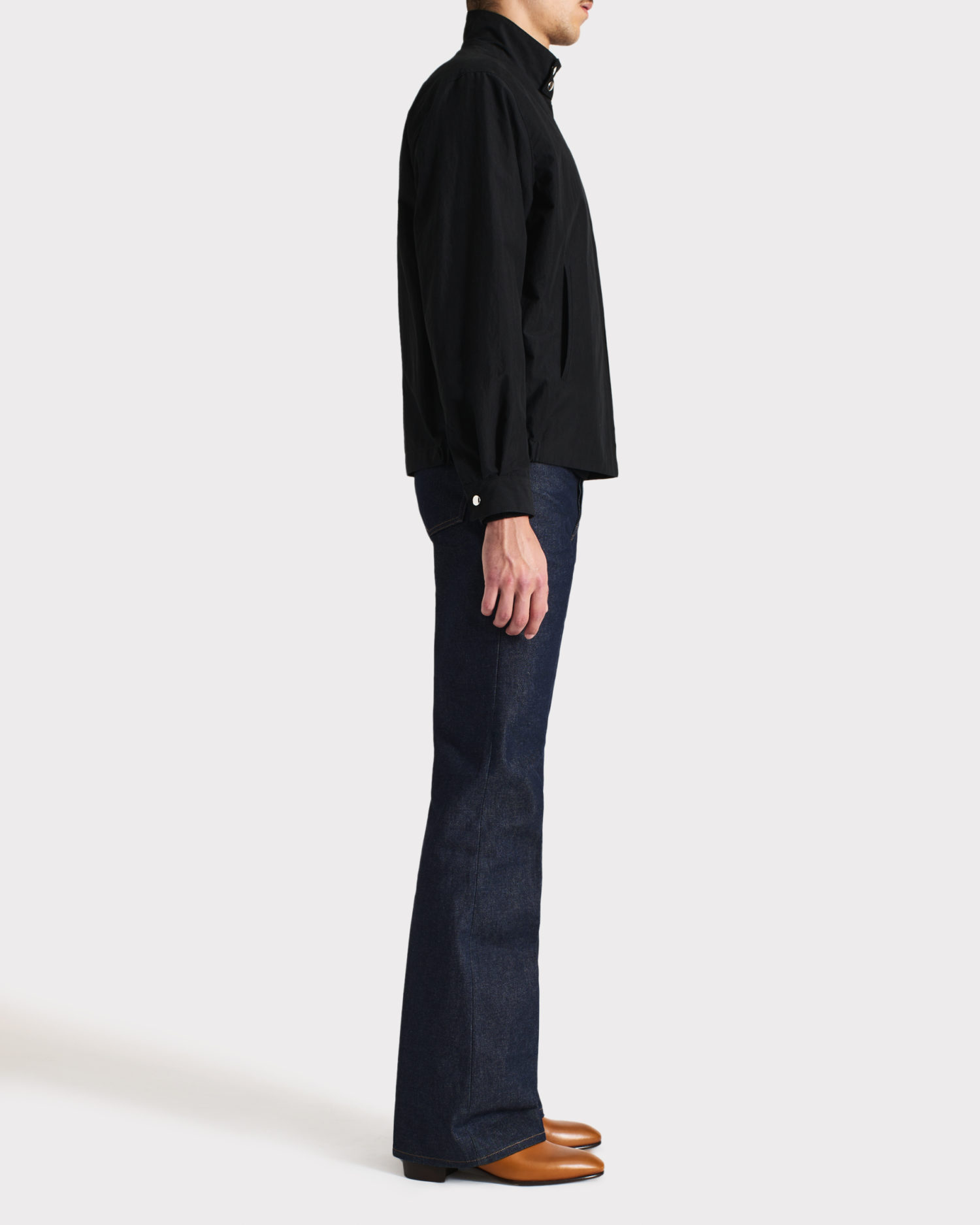 HARRINGTON JACKET IN COTTON & POPLIN - BLACK - Image 4