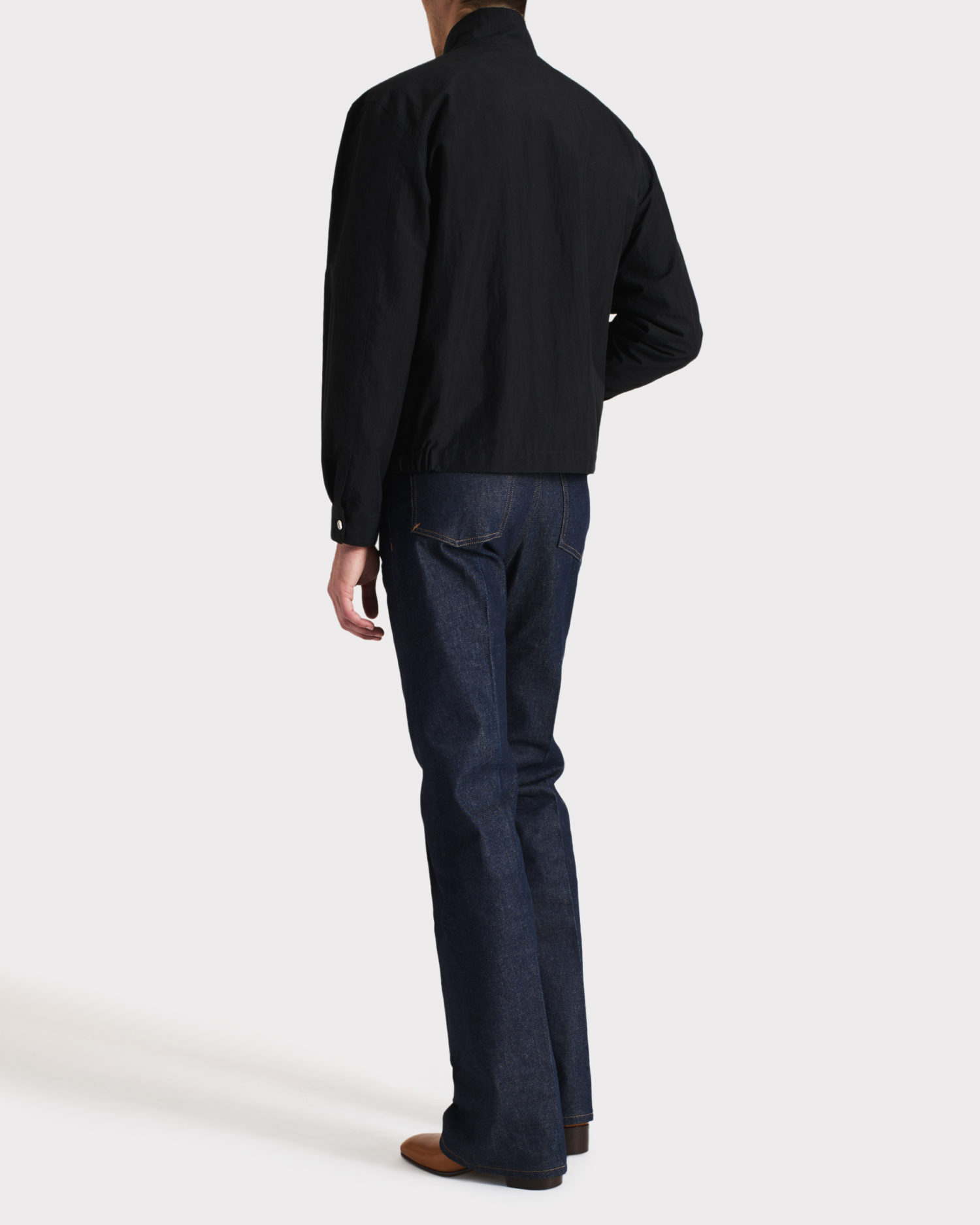 HARRINGTON JACKET IN COTTON & POPLIN - BLACK - Image 5