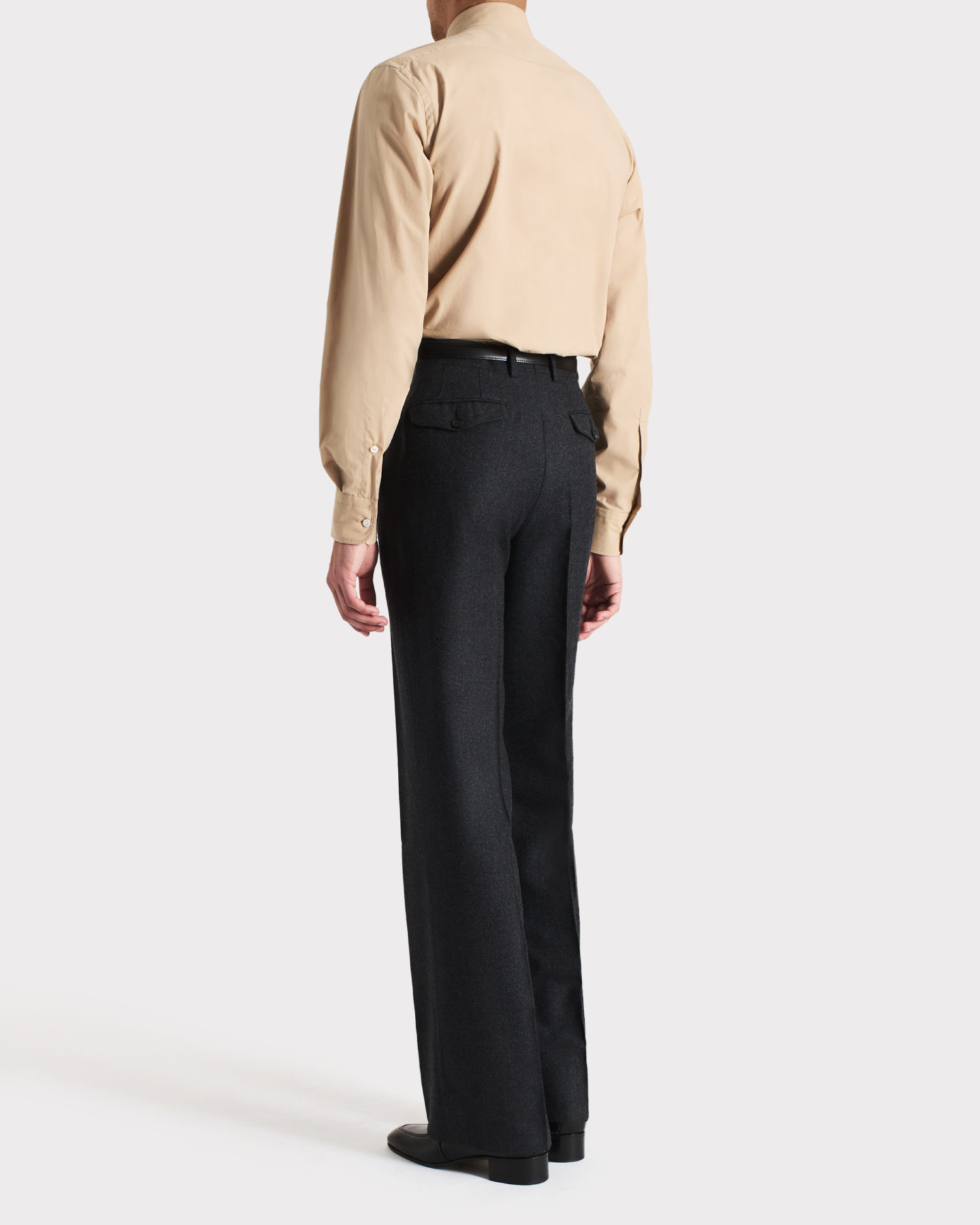 WIDE COLLAR SHIRT IN COTTON POPLIN - DARK BEIGE - Image 4