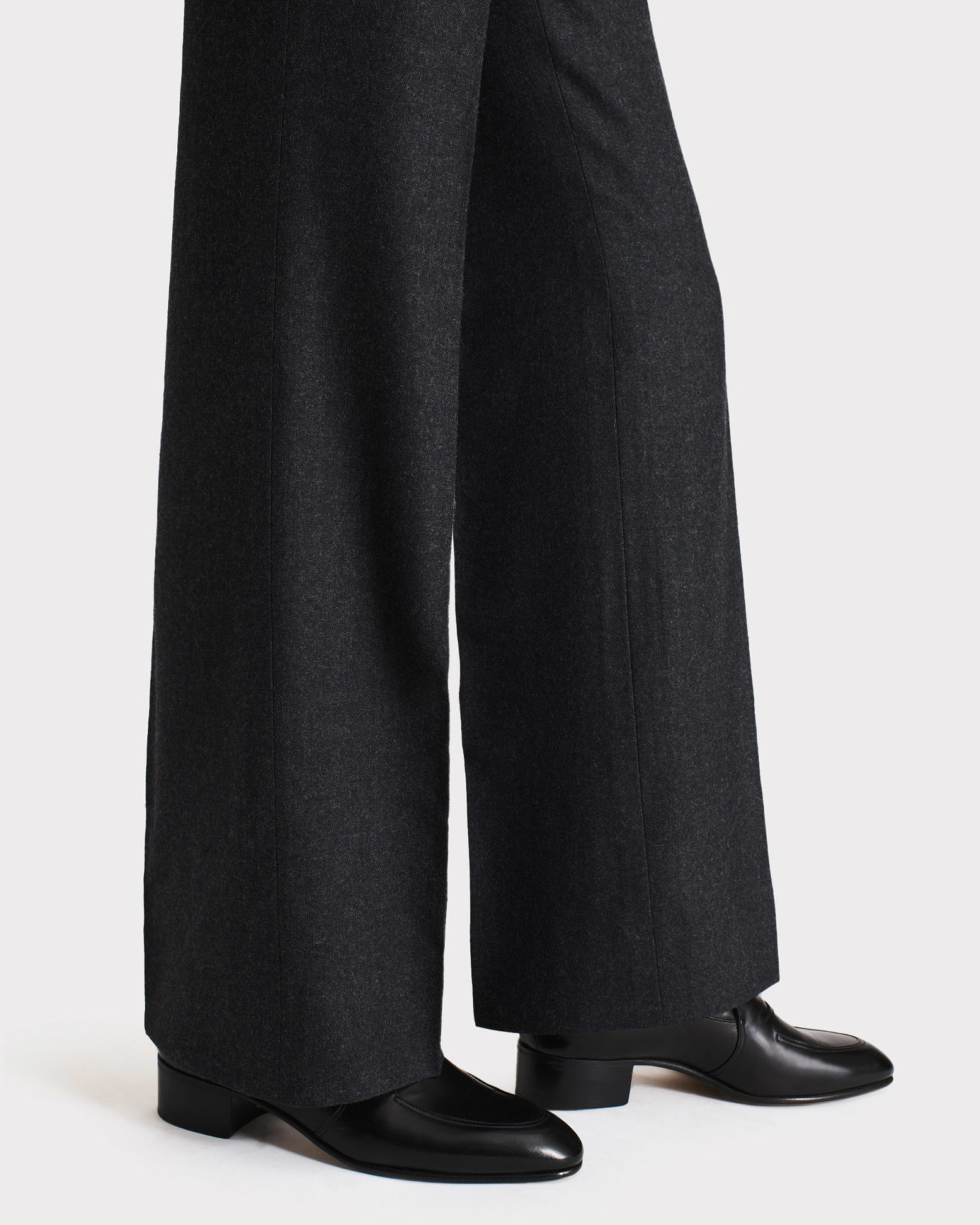 FLARED HIGH-WAISTED TROUSERS IN FLANNEL - ANTHRACITE - Image 2