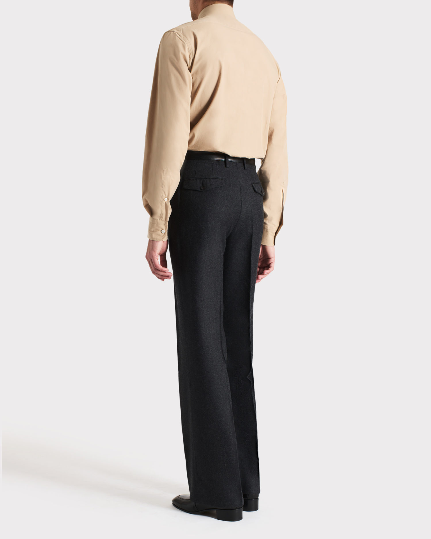 FLARED HIGH-WAISTED TROUSERS IN FLANNEL - ANTHRACITE - Image 4