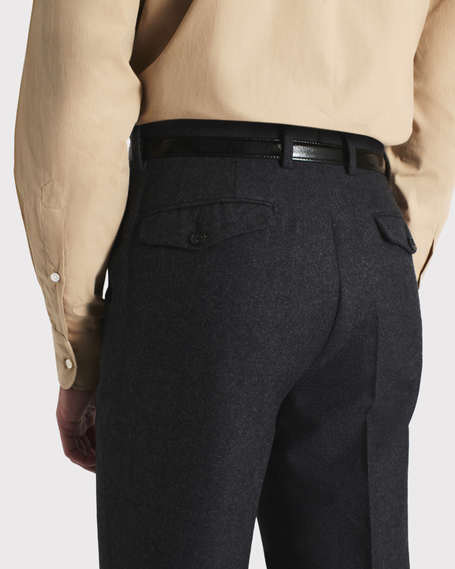 FLARED HIGH-WAISTED TROUSERS IN FLANNEL - ANTHRACITE - Image 5
