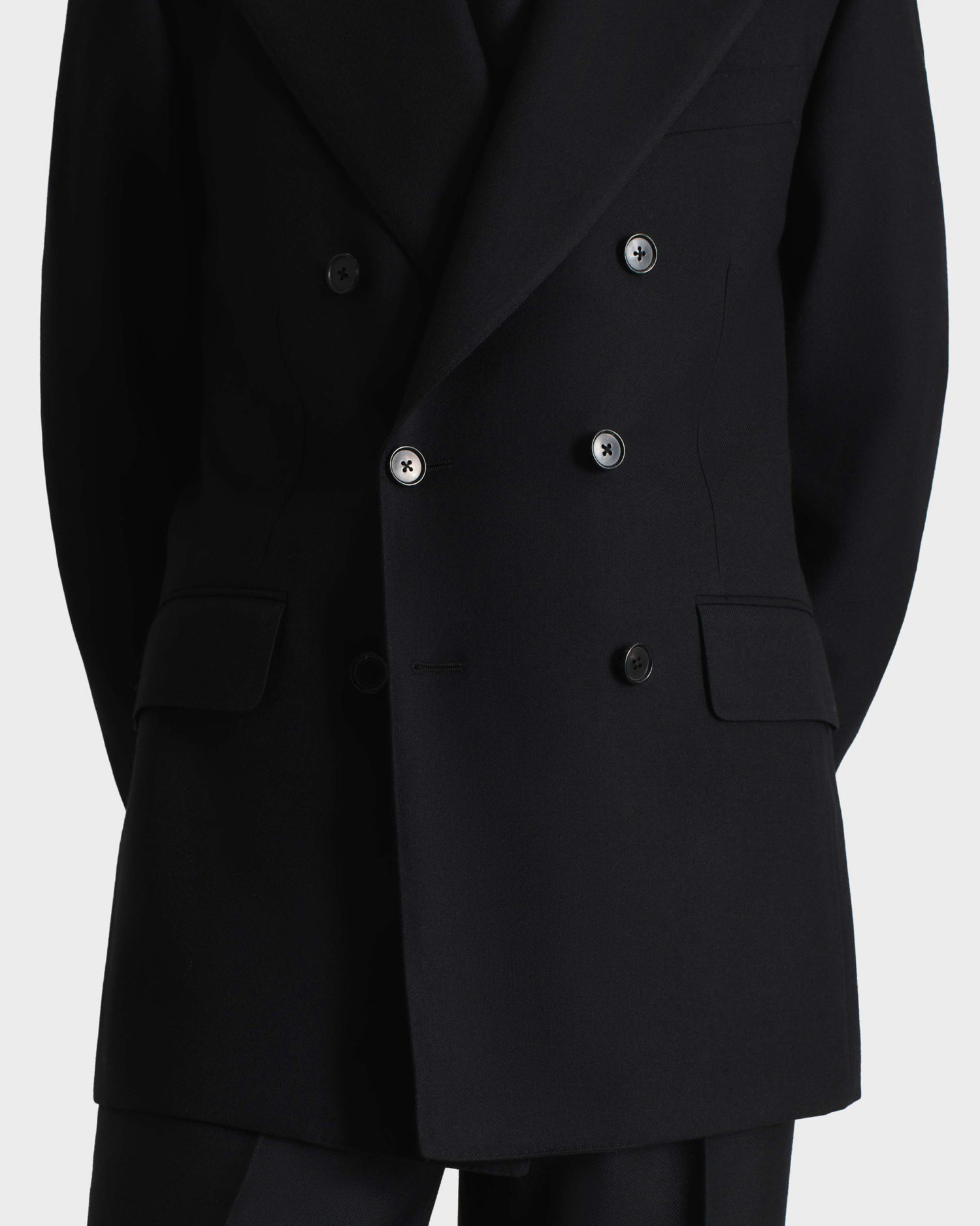 DOUBLE-BREASTED SUIT IN TWILL - BLACK - Image 2