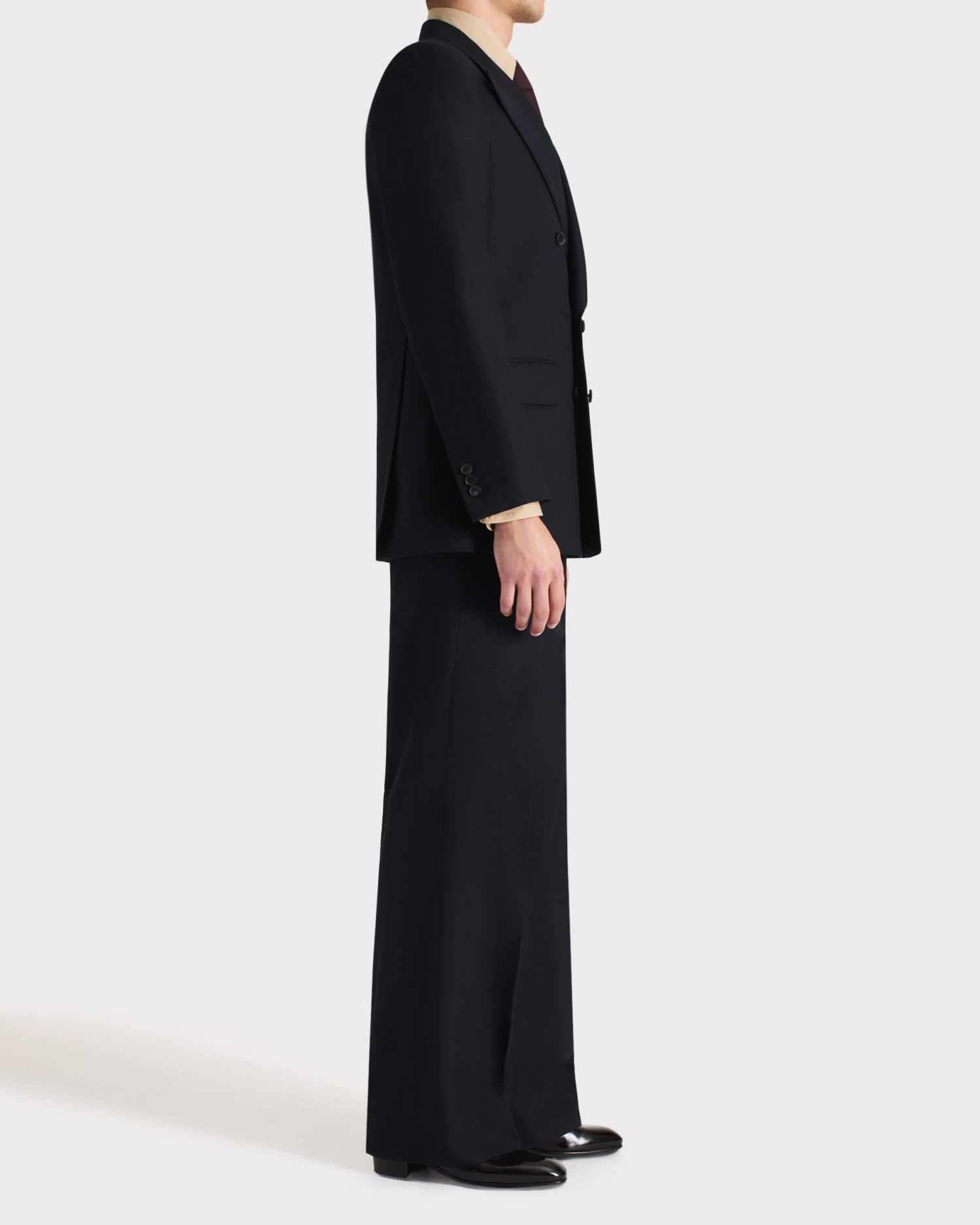 DOUBLE-BREASTED SUIT IN WORSTED WOOL - NAVY - Image 3