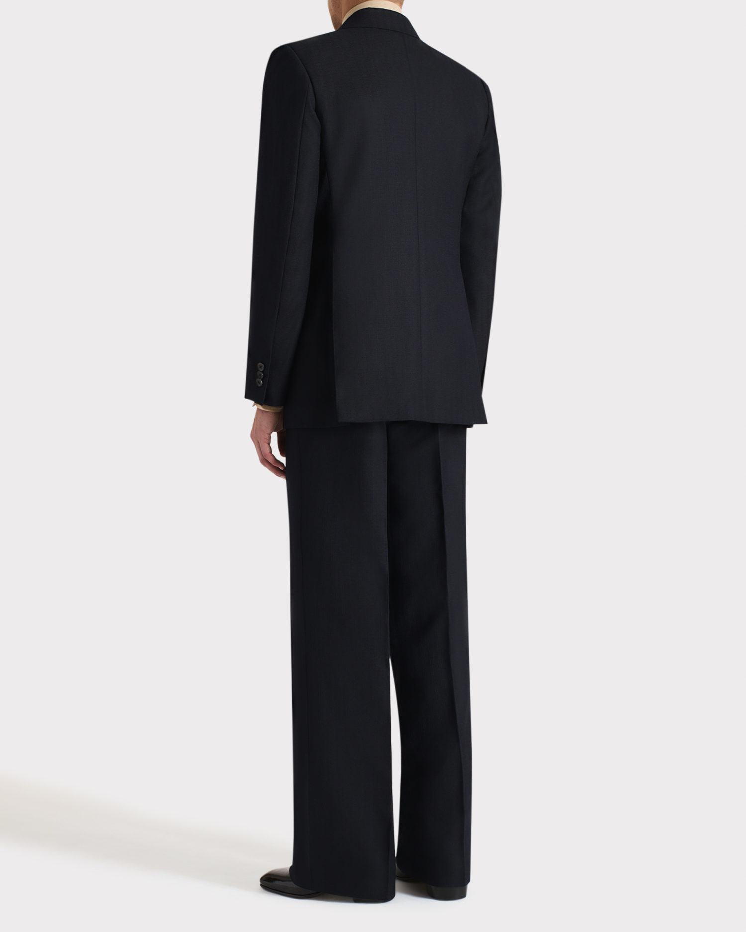 DOUBLE-BREASTED SUIT IN WORSTED WOOL - NAVY - Image 4