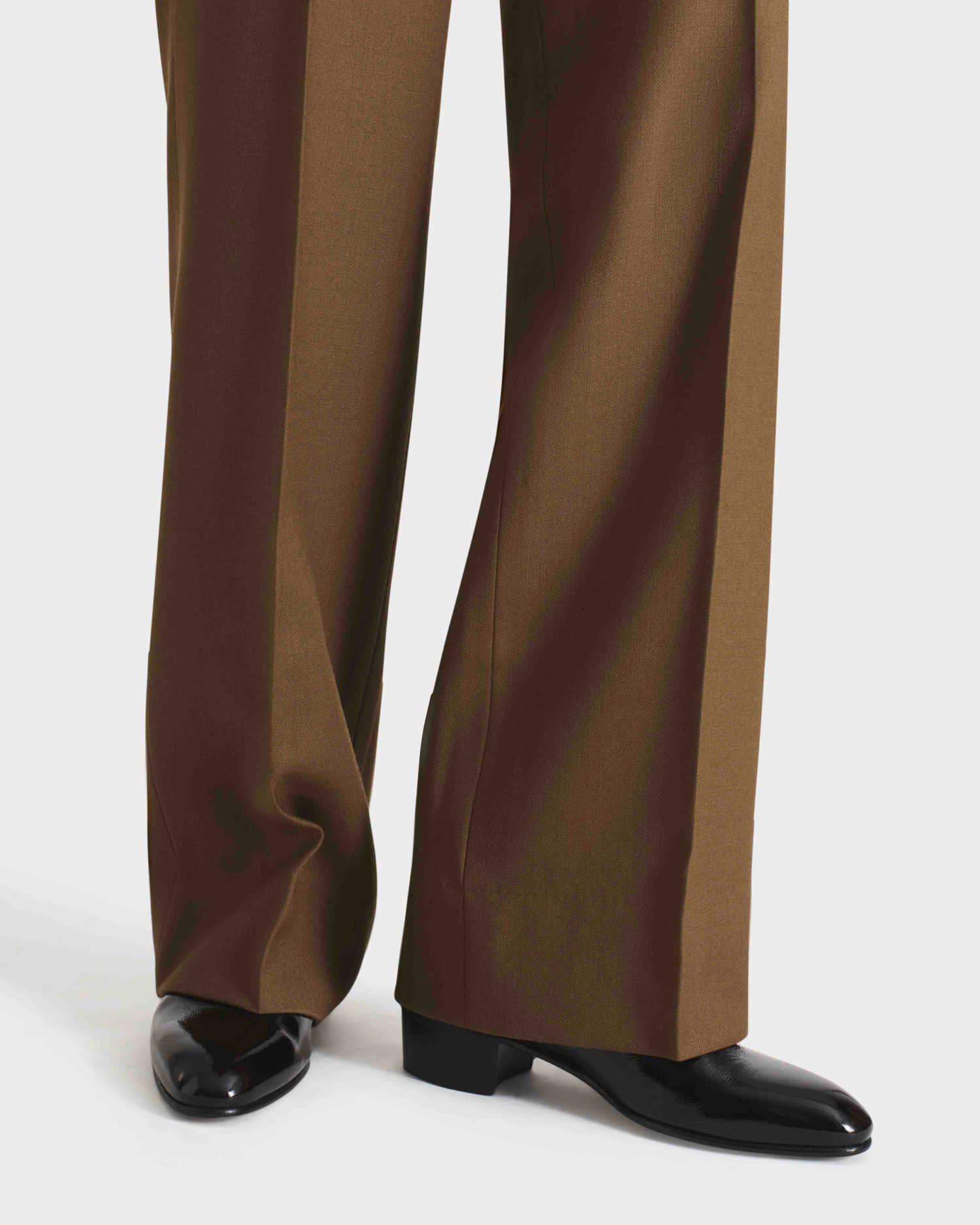 WIDE TROUSERS IN WORSTED WOOL TWILL - DARK BRONZE - Image 4