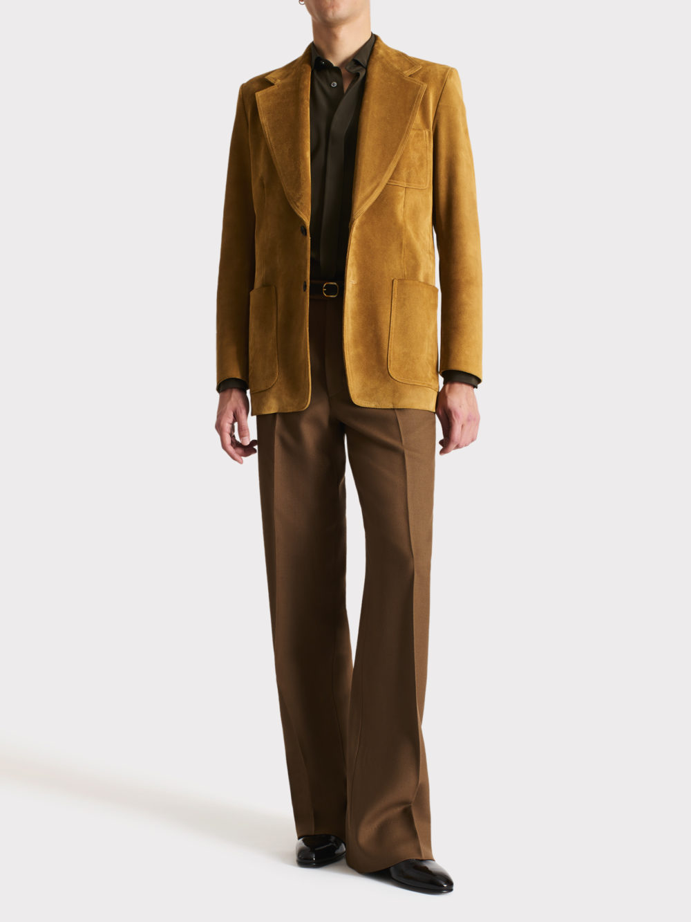 026_SINGLE-BREASTED JACKET IN SPLIT CALF SUEDE - CARAMEL_1_0852