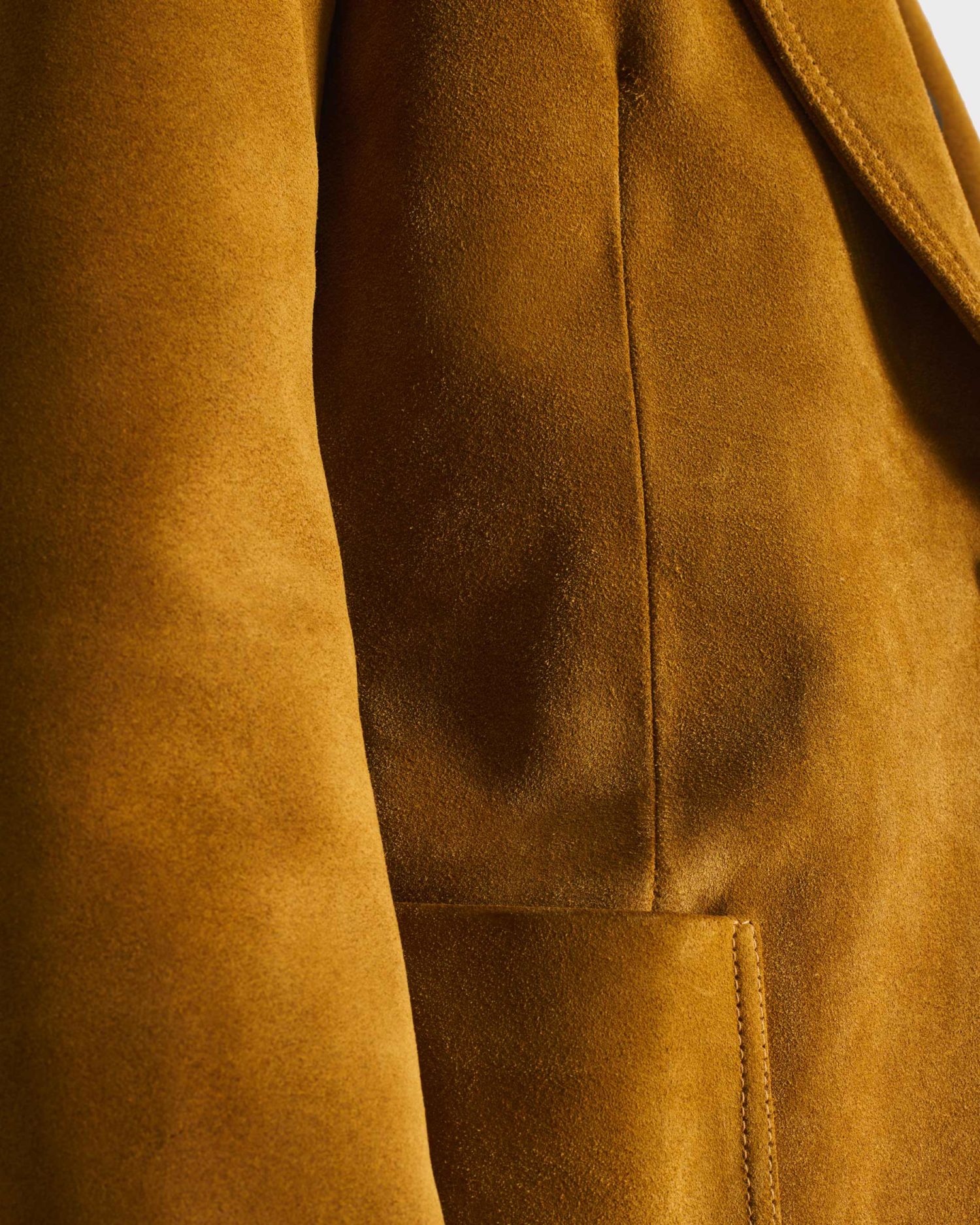 SINGLE-BREASTED JACKET IN SUEDE - CARAMEL - Image 2