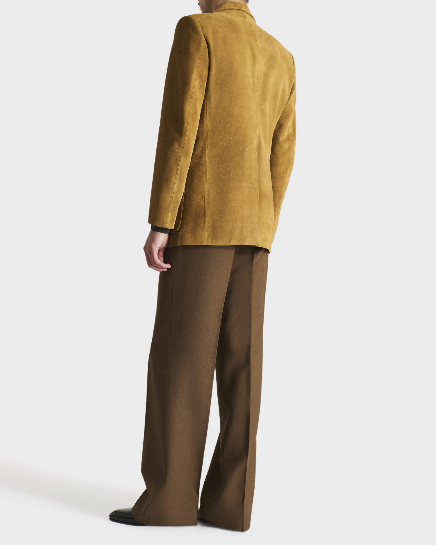 SINGLE-BREASTED JACKET IN SUEDE - CARAMEL - Image 4