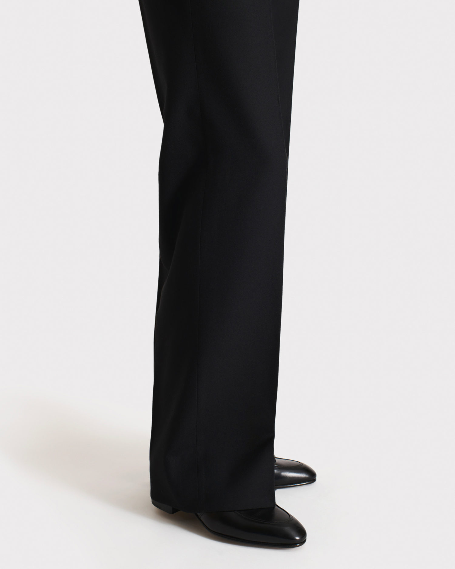 WIDE TROUSERS IN WORSTED WOOL TWILL - BLACK - Image 2