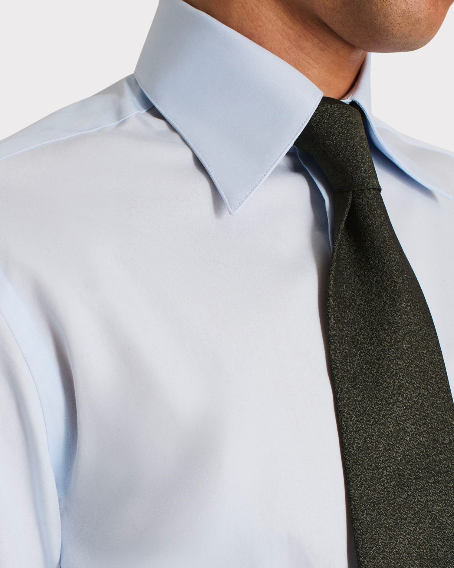 WIDE COLLAR SHIRT IN COTTON POPLIN - PALE BLUE - Image 2