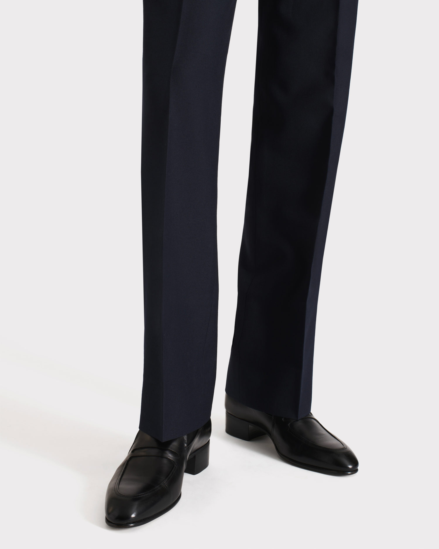 STRAIGHT HIGH-WAISTED TROUSERS IN TWILL - NAVY - Image 2