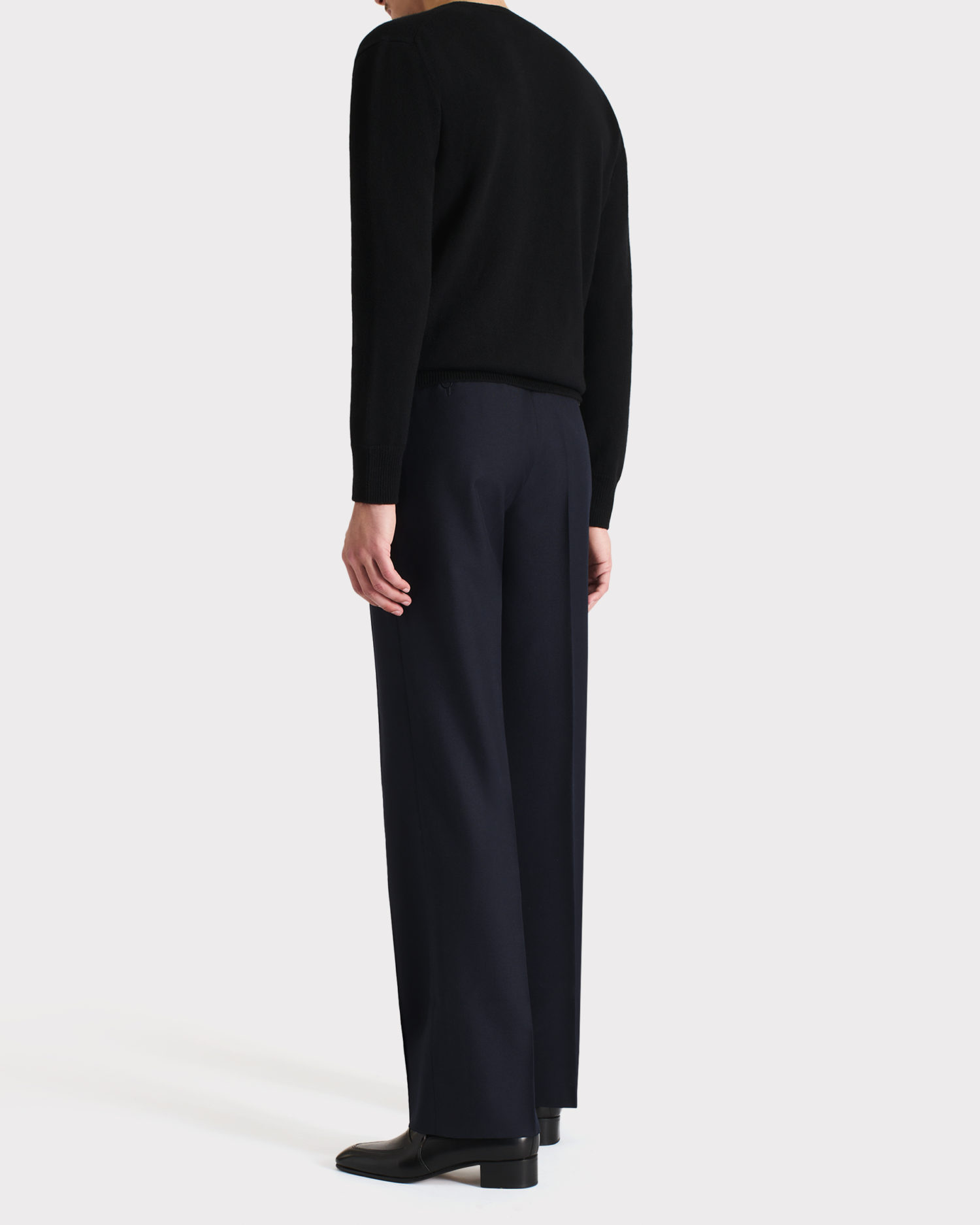 STRAIGHT HIGH-WAISTED TROUSERS IN TWILL - NAVY - Image 4