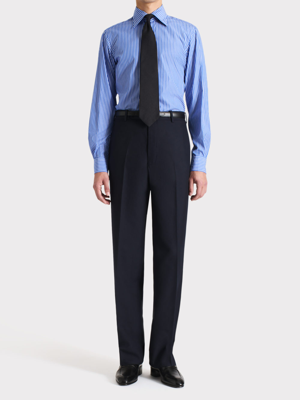 032_WIDE COLLAR SHIRT IN SUPIMA COTTON POPLIN - BLUE W WHITE STRIPES_1_1022