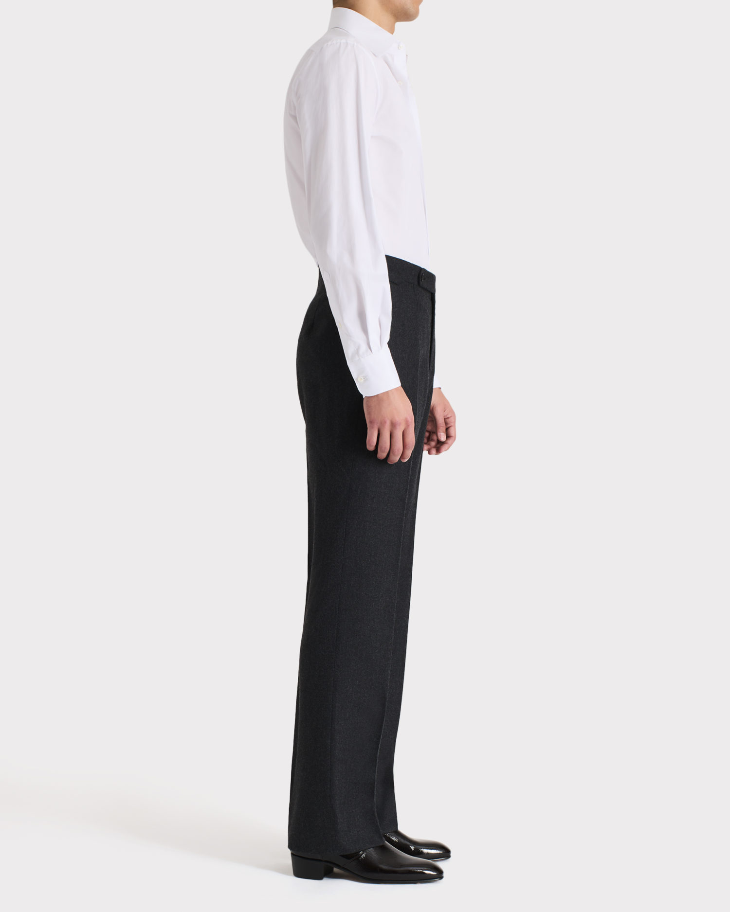 WIDE COLLAR SHIRT IN COTTON POPLIN - WHITE - Image 3