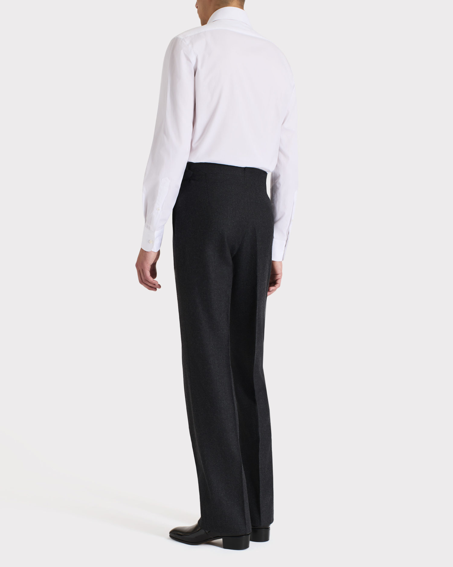 WIDE COLLAR SHIRT IN COTTON POPLIN - WHITE - Image 4