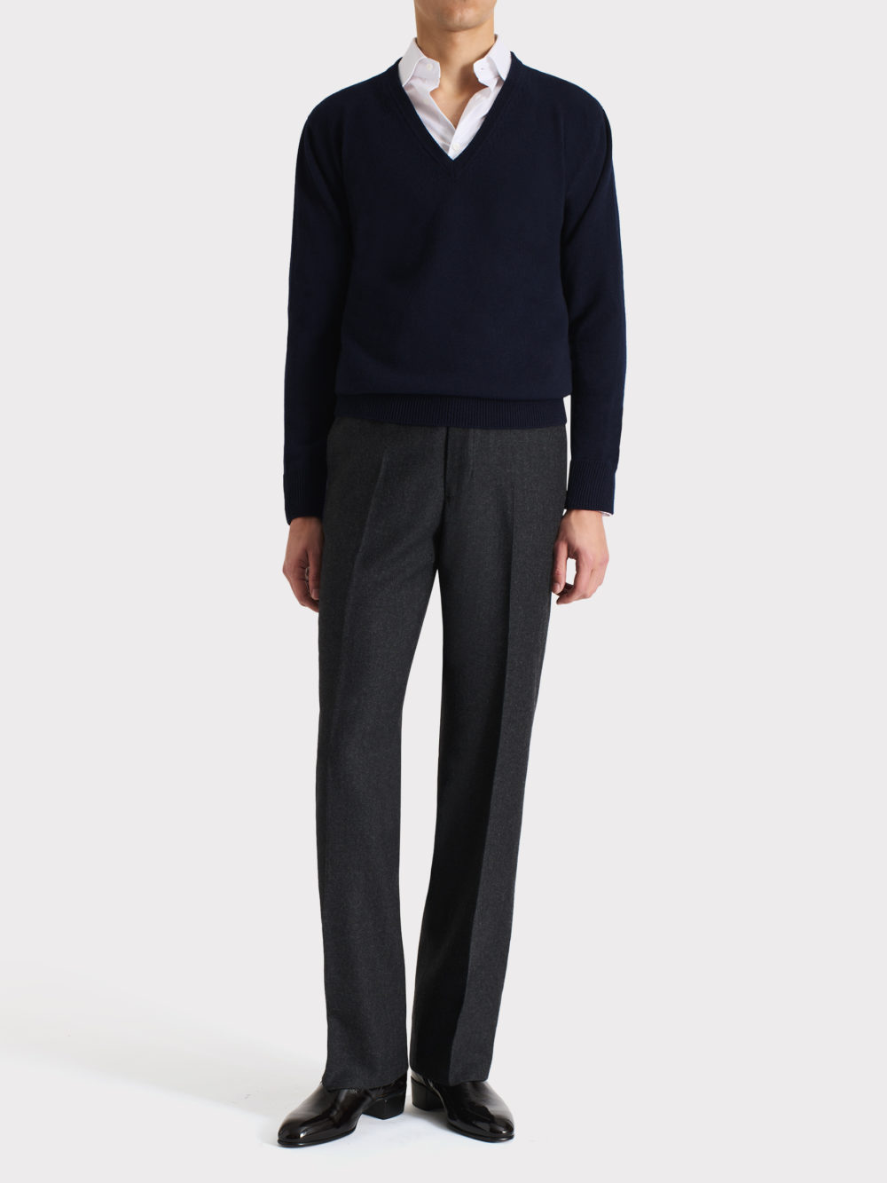 034_V-NECK SWEATER IN MERINO WOOL - NAVY_1_1083