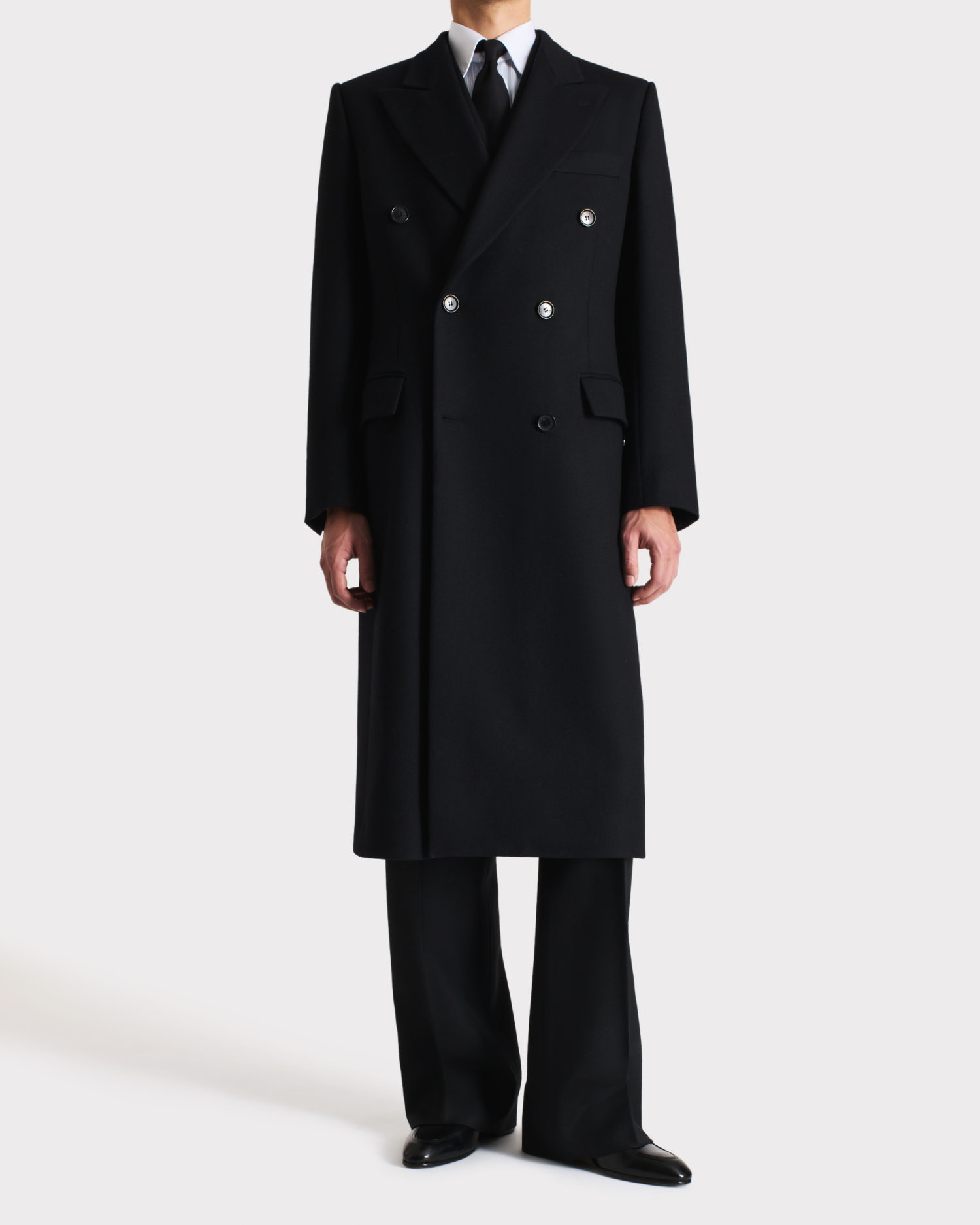 03_DOUBLE-BREASTED COAT IN VIRGIN WOOL CAVALRY TWILL - BLACK_1_0087