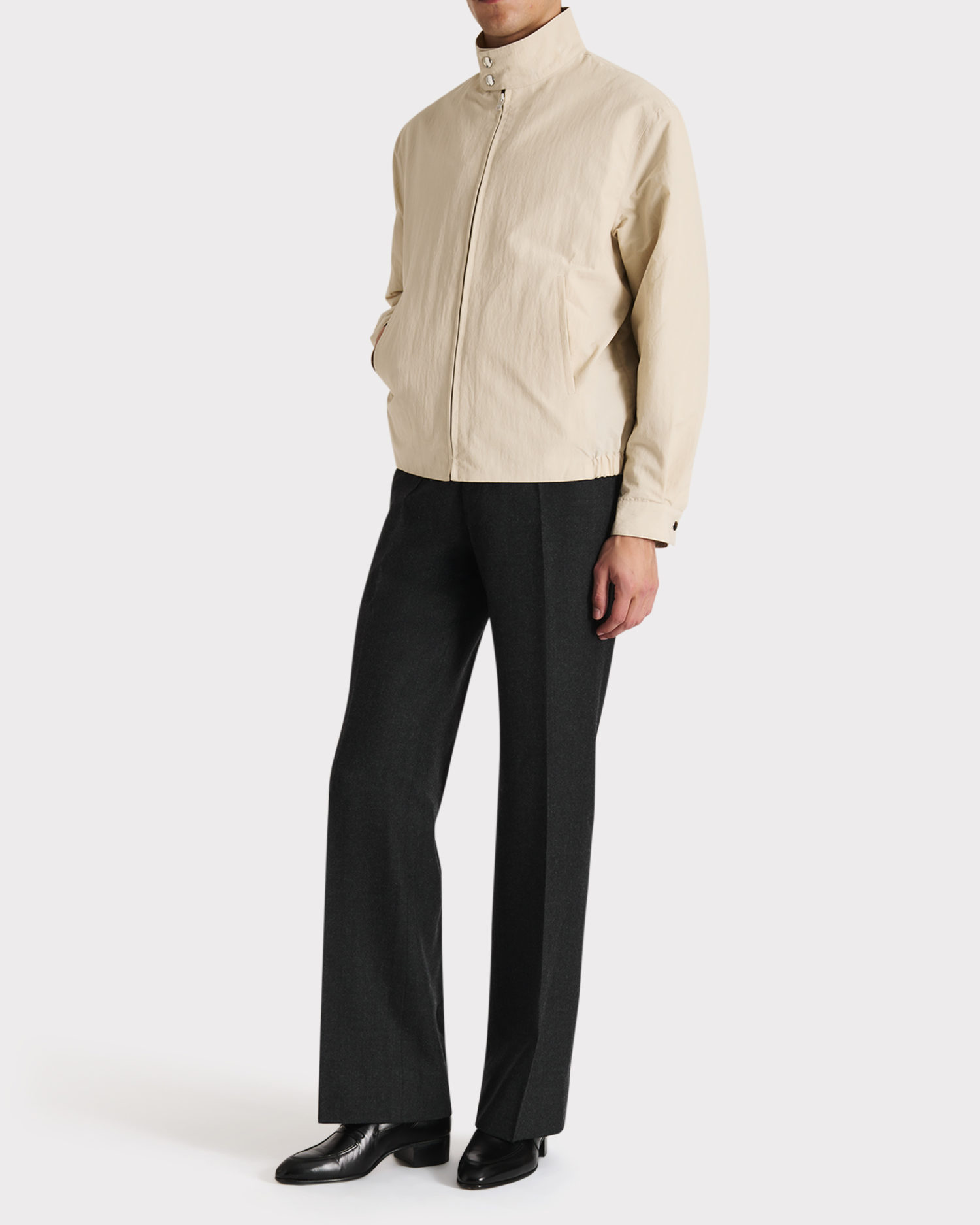 HARRINGTON JACKET IN COTTON & POPLIN - LIGHT BEIGE - Image 3