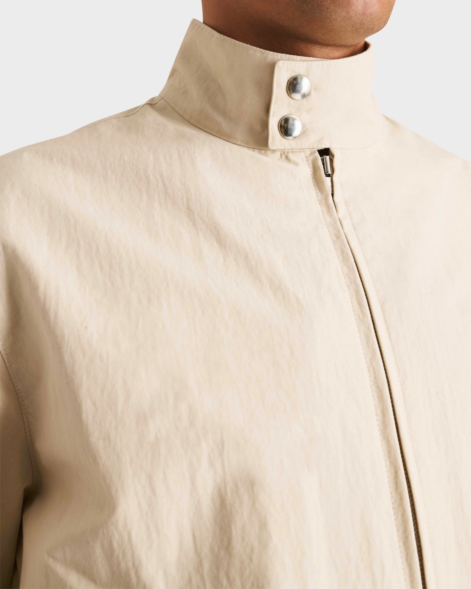 HARRINGTON JACKET IN COTTON & POPLIN - LIGHT BEIGE - Image 2