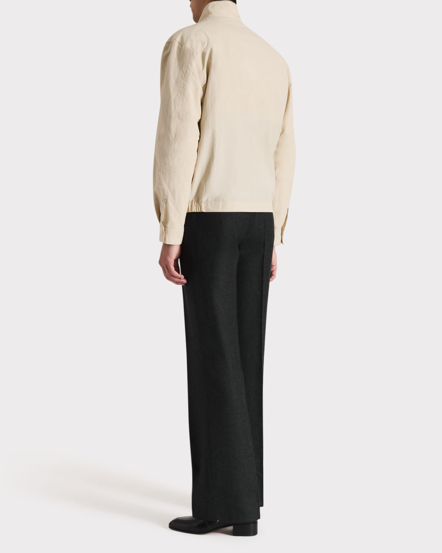 HARRINGTON JACKET IN COTTON & POPLIN - LIGHT BEIGE - Image 4