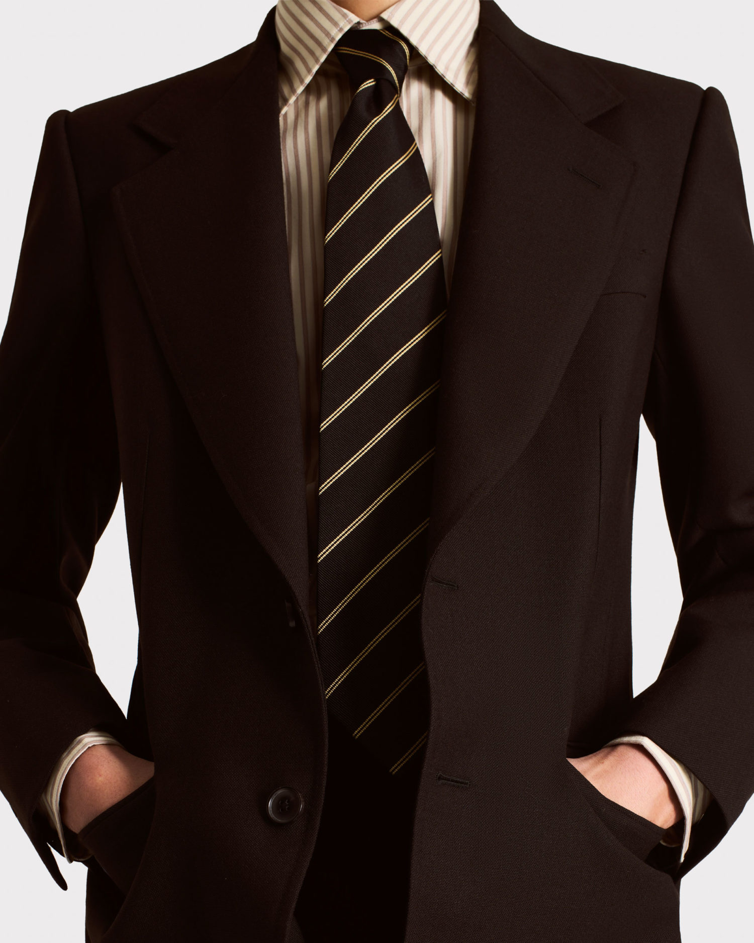 SINGLE-BREASTED SUIT IN FRESCO - DARK CHOCOLATE - Image 2
