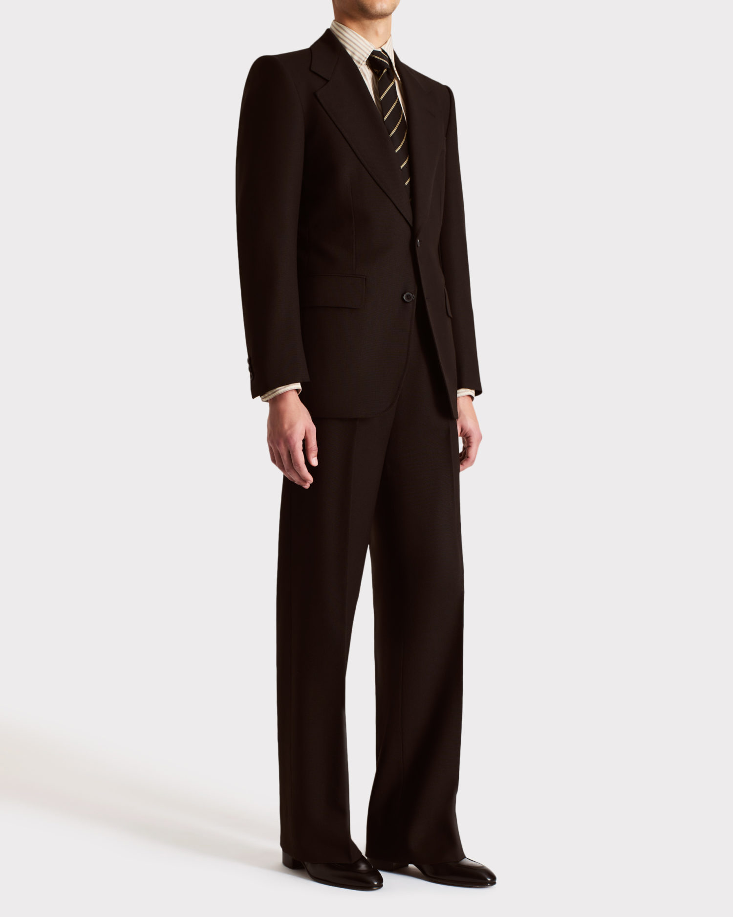SINGLE-BREASTED SUIT IN FRESCO - DARK CHOCOLATE - Image 3