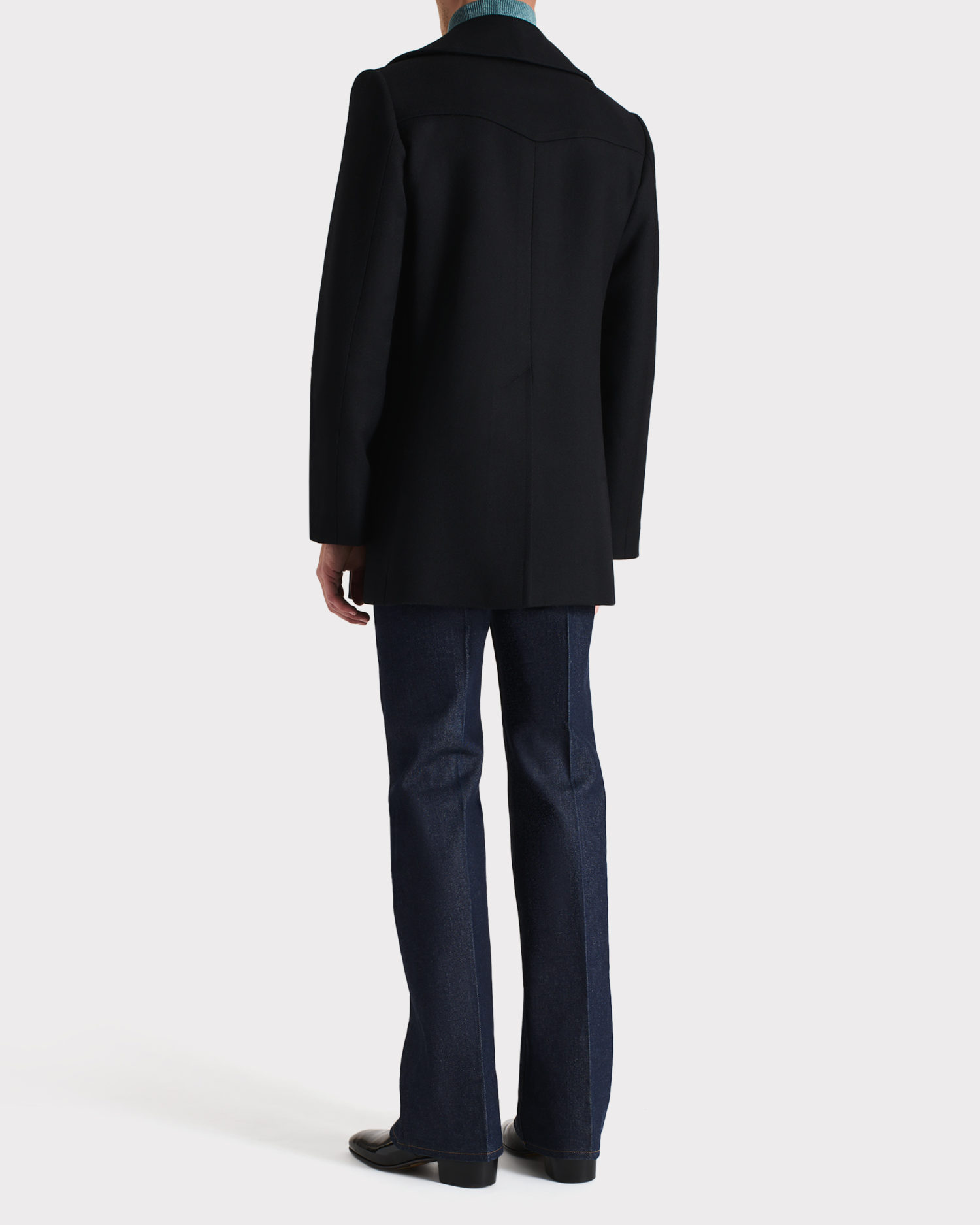 PEA COAT IN VIRGIN WOOL TWILL - BLACK - Image 4