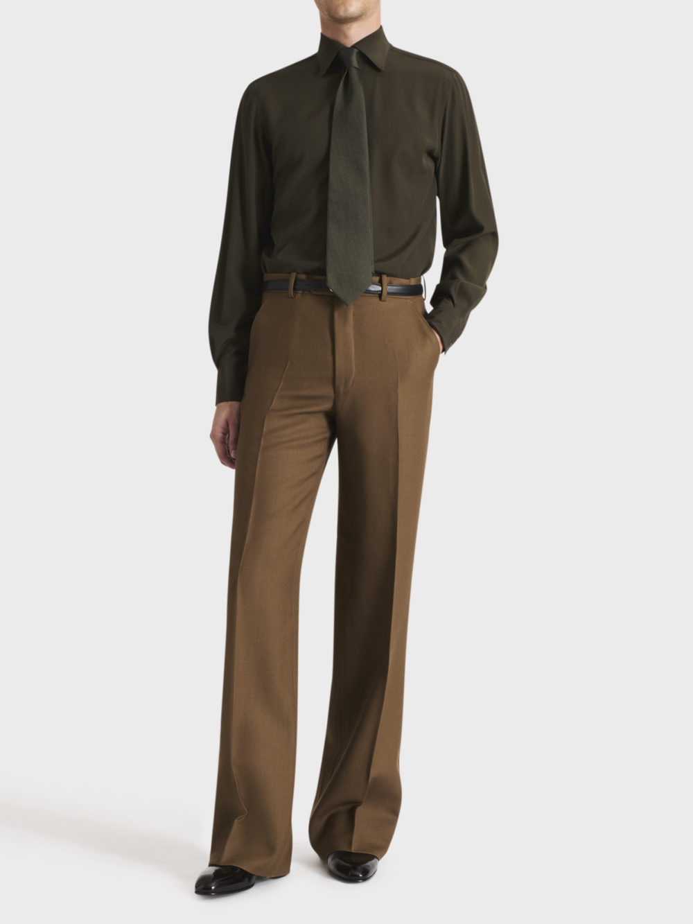 TIE IN SILK SABLE - OLIVE
