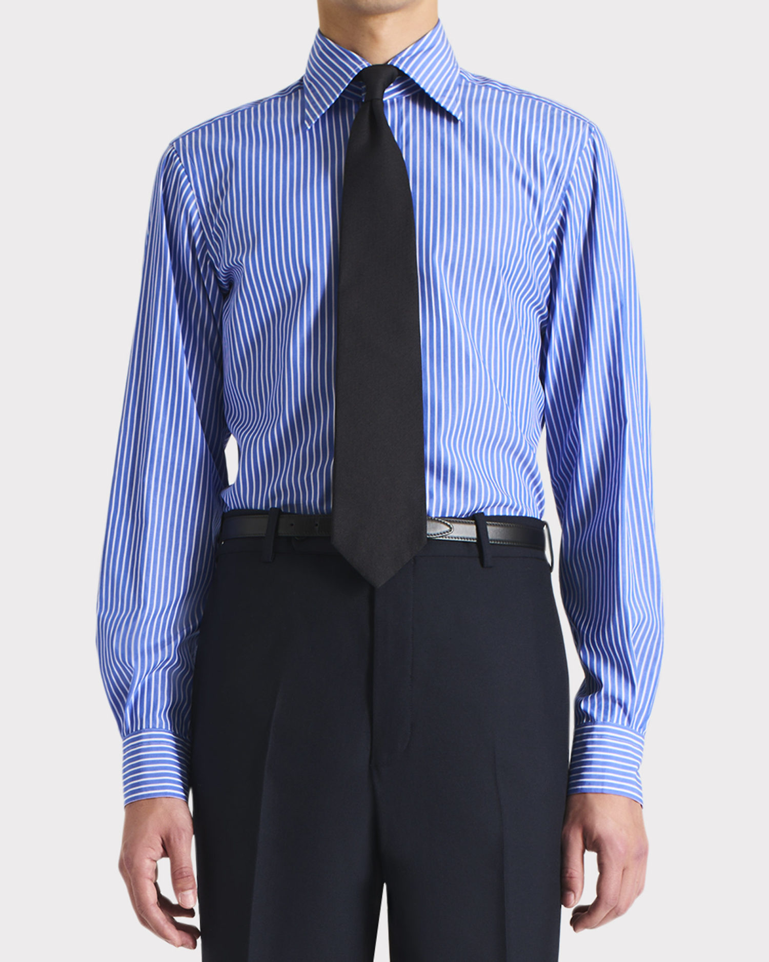 032_WIDE COLLAR SHIRT IN SUPIMA COTTON POPLIN - BLUE W WHITE STRIPES_1_1022