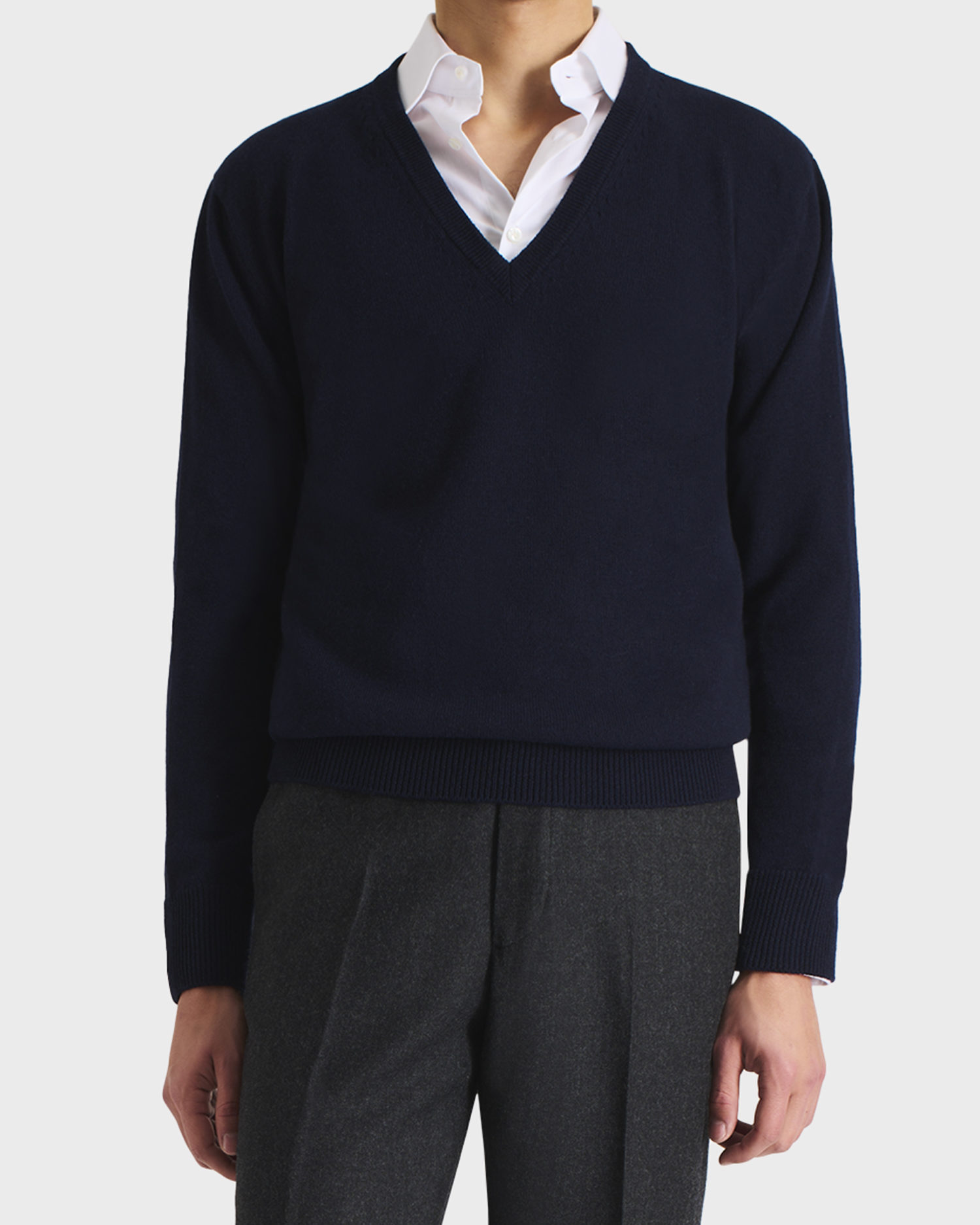 034_V-NECK SWEATER IN MERINO WOOL - NAVY_1_1083