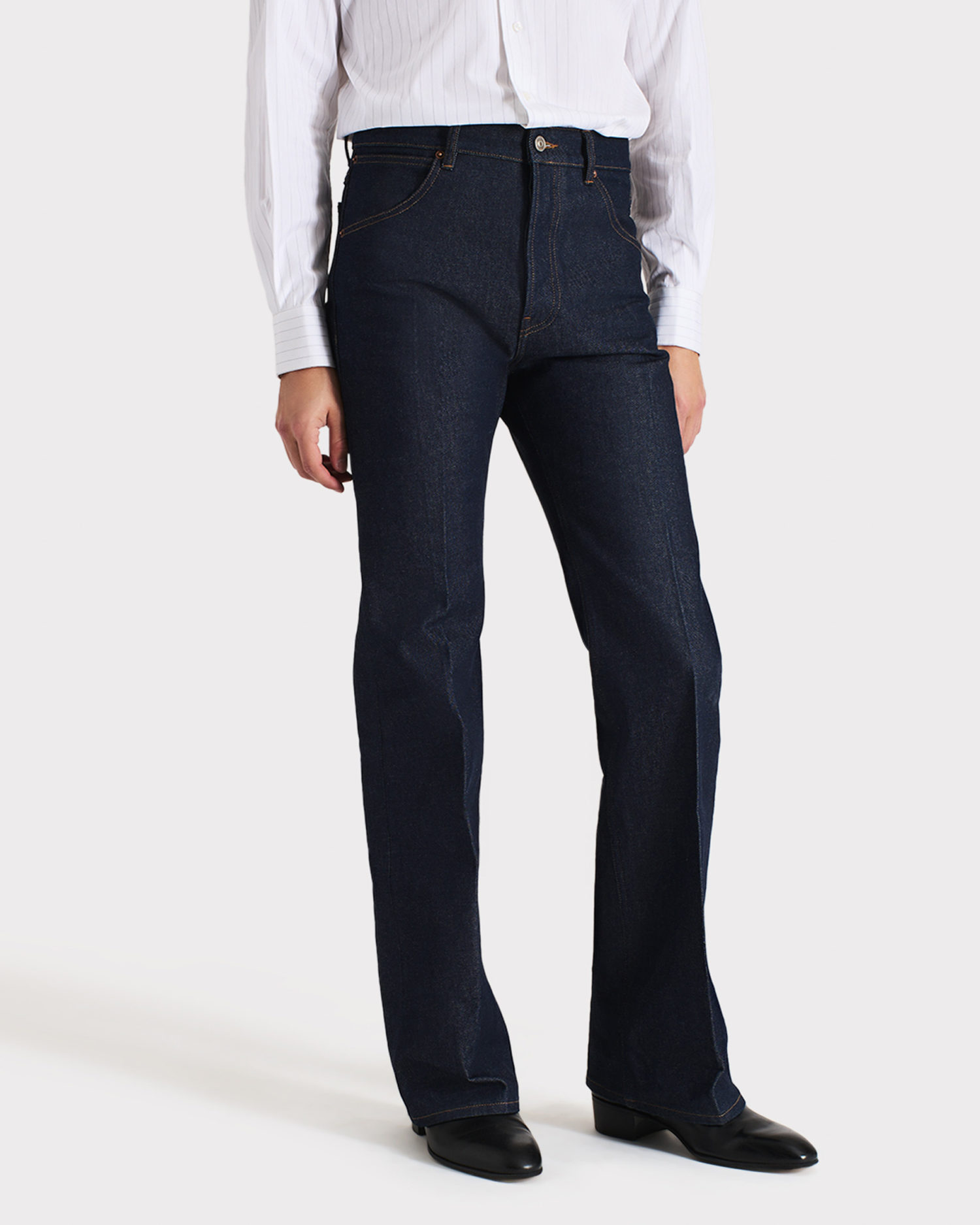 011_FLARED JEANS IN COTTON DENIM - INDIGO_1_0412