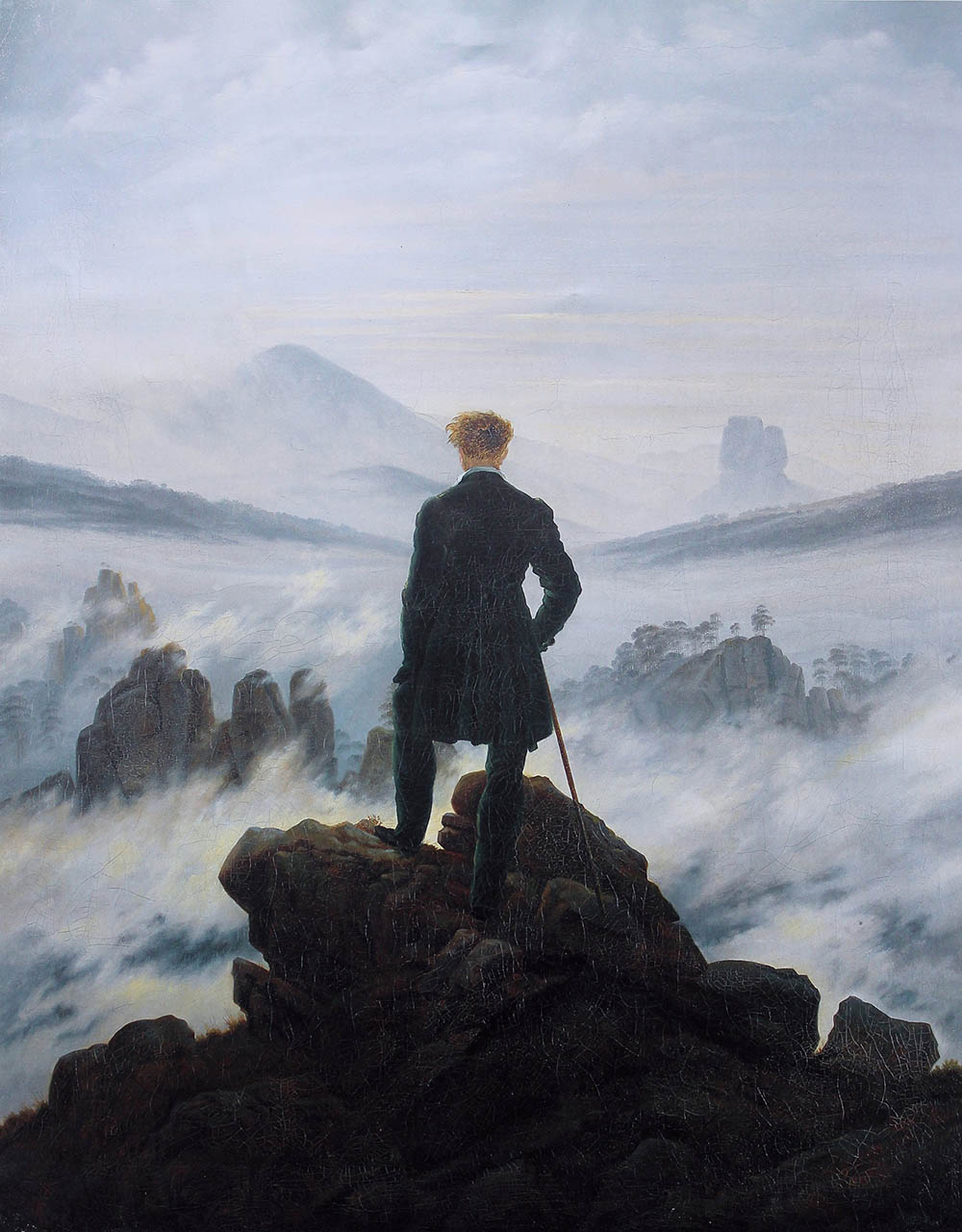 1 Caspar David Friedrich, Le Voyageur au dessus d'une mer de nuages, 1817