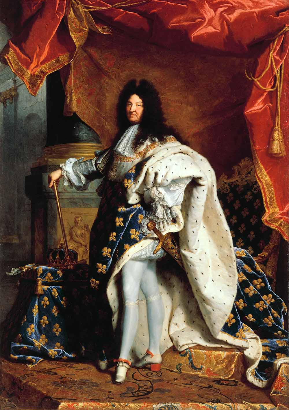 2 Détail de Louis XIV en costume de sacre par Hyacinthe Rigaud, 1701