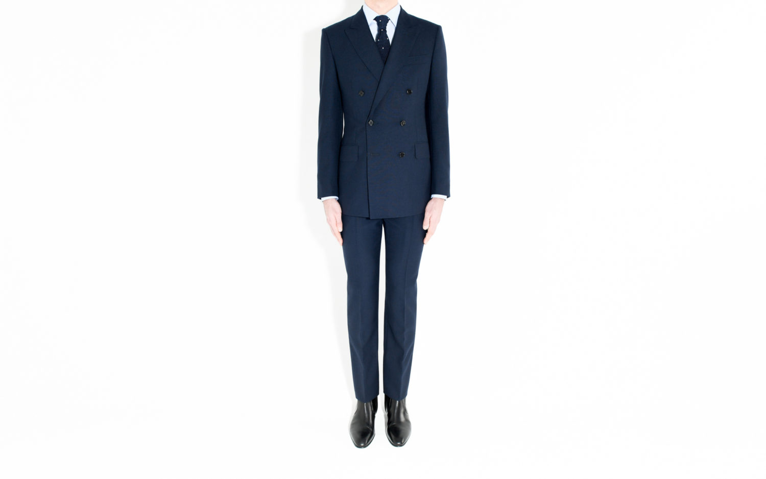 COSTUME CROISÉ EN FRESCO BLEU MARINE