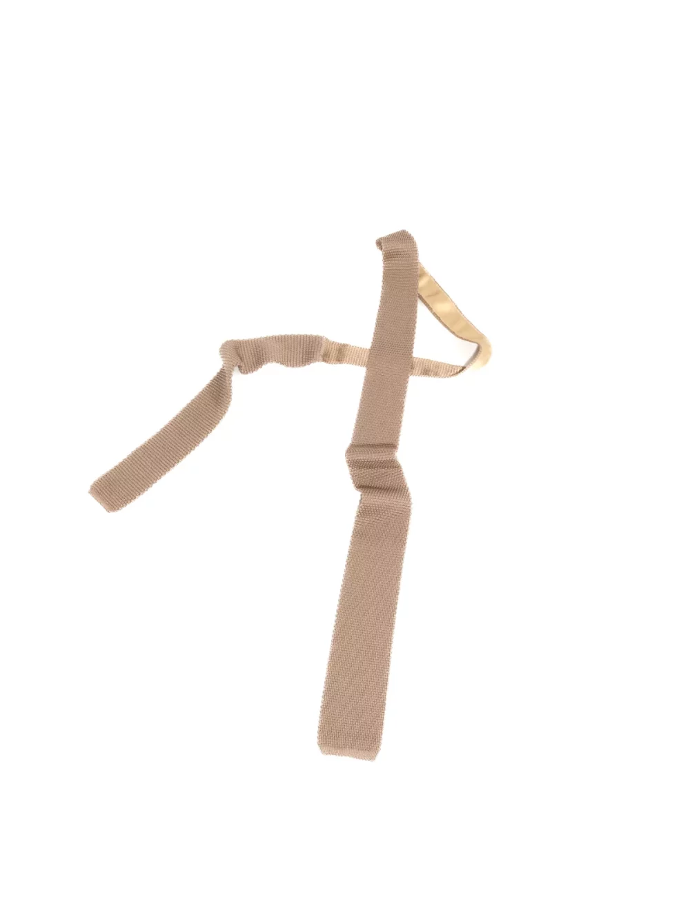 CRAVATE EN SOIE TRICOTÉE - TAUPE