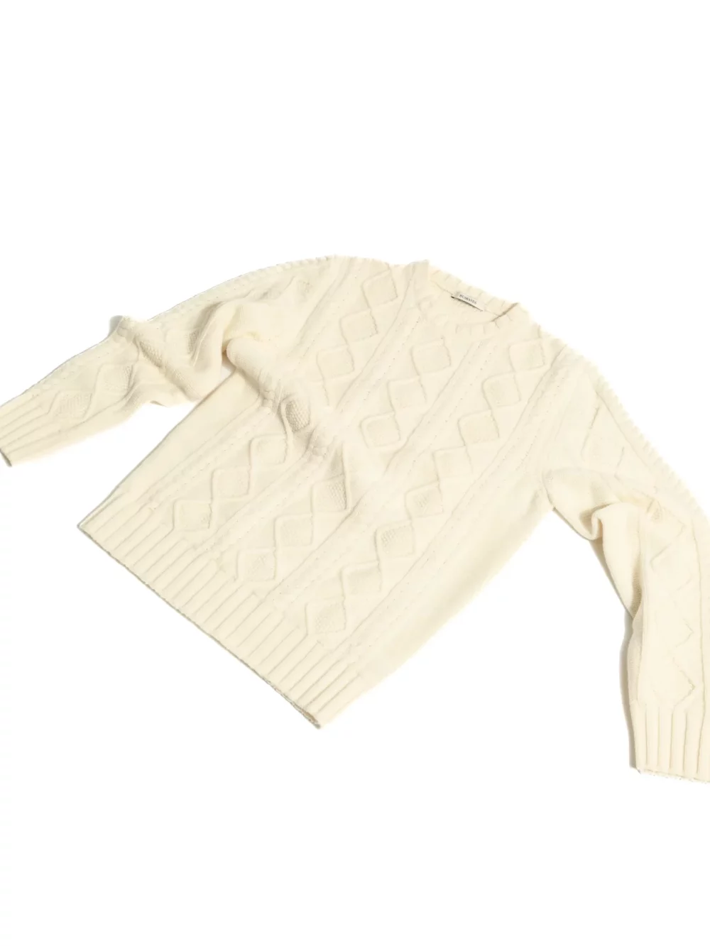 PULL COL ROND EN LAINE ET CACHEMIRE - BLANC CASSÉ