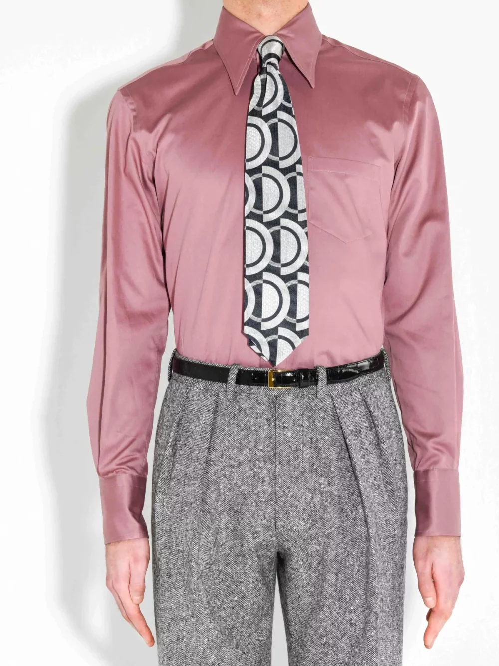CHEMISE COL LARGE EN SATIN DE COTON - MAUVE