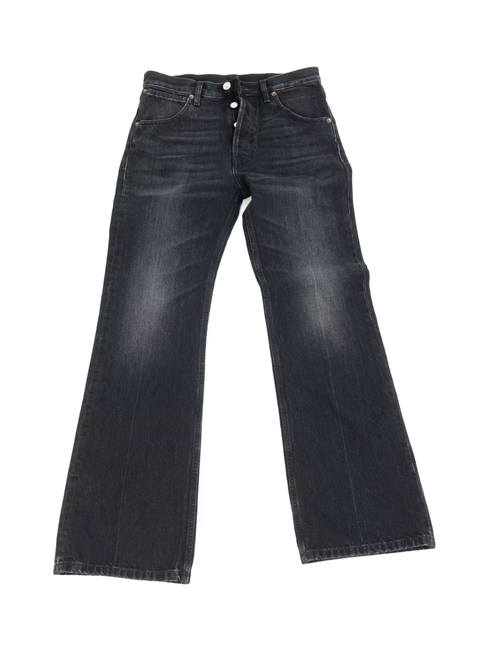 JEAN ÉVASÉ TAILLE HAUTE EN DENIM - NOIR DÉLAVÉ-1
