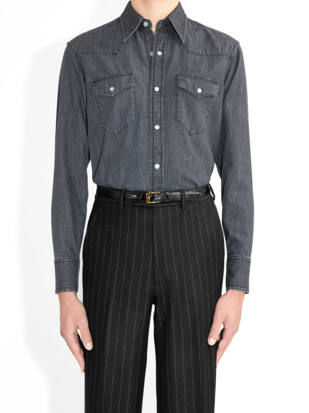 CHEMISE WESTERN EN DENIM - BLACK1