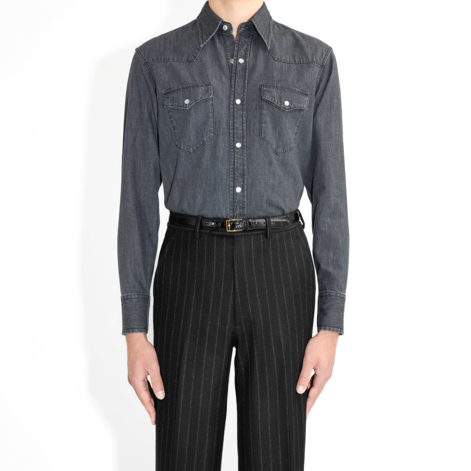 CHEMISE WESTERN EN DENIM - BLACK1