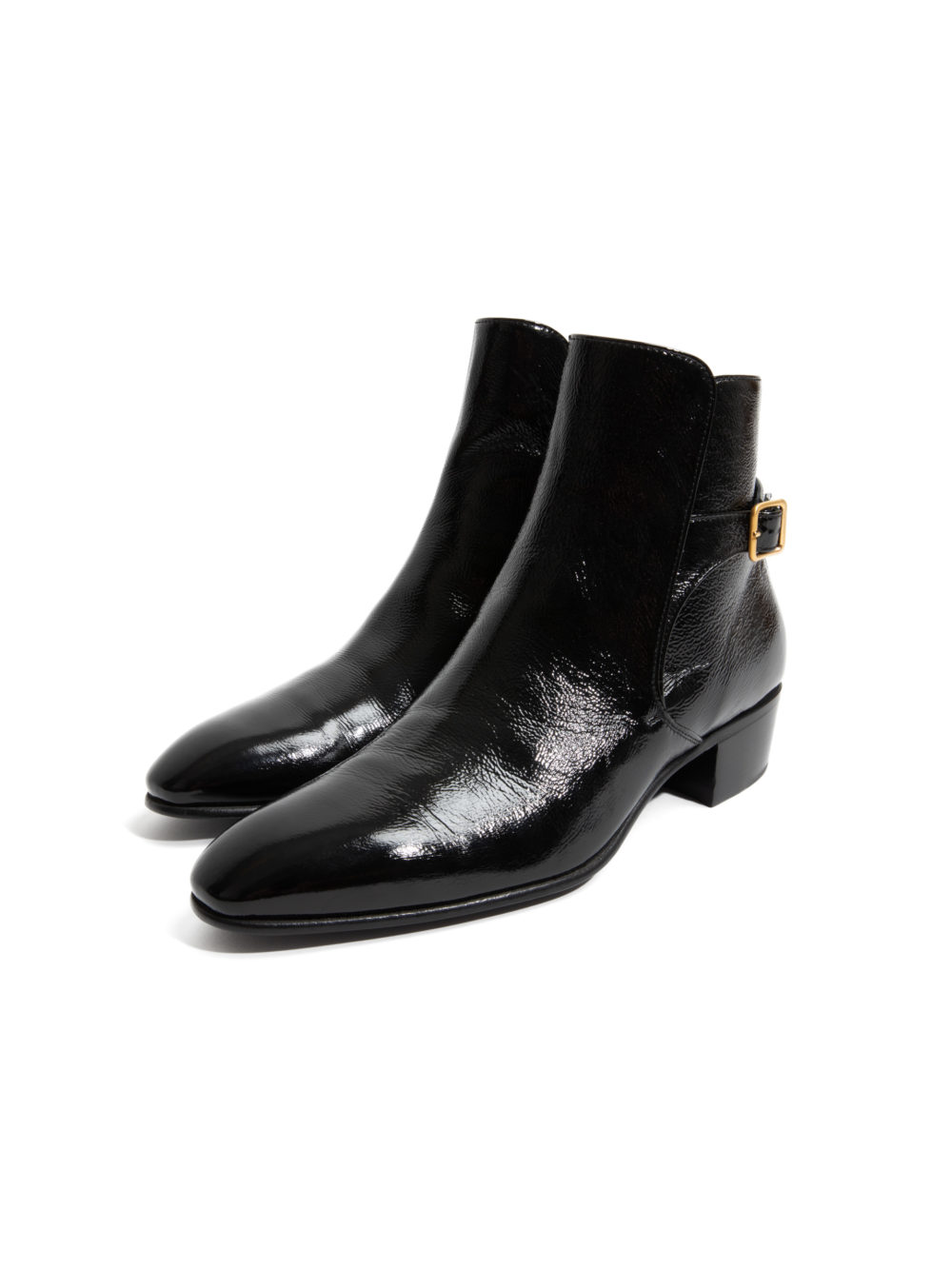 BOTTINES JODHPUR EN CUIR VERNI CRAQUELÉ – NOIRES_1
