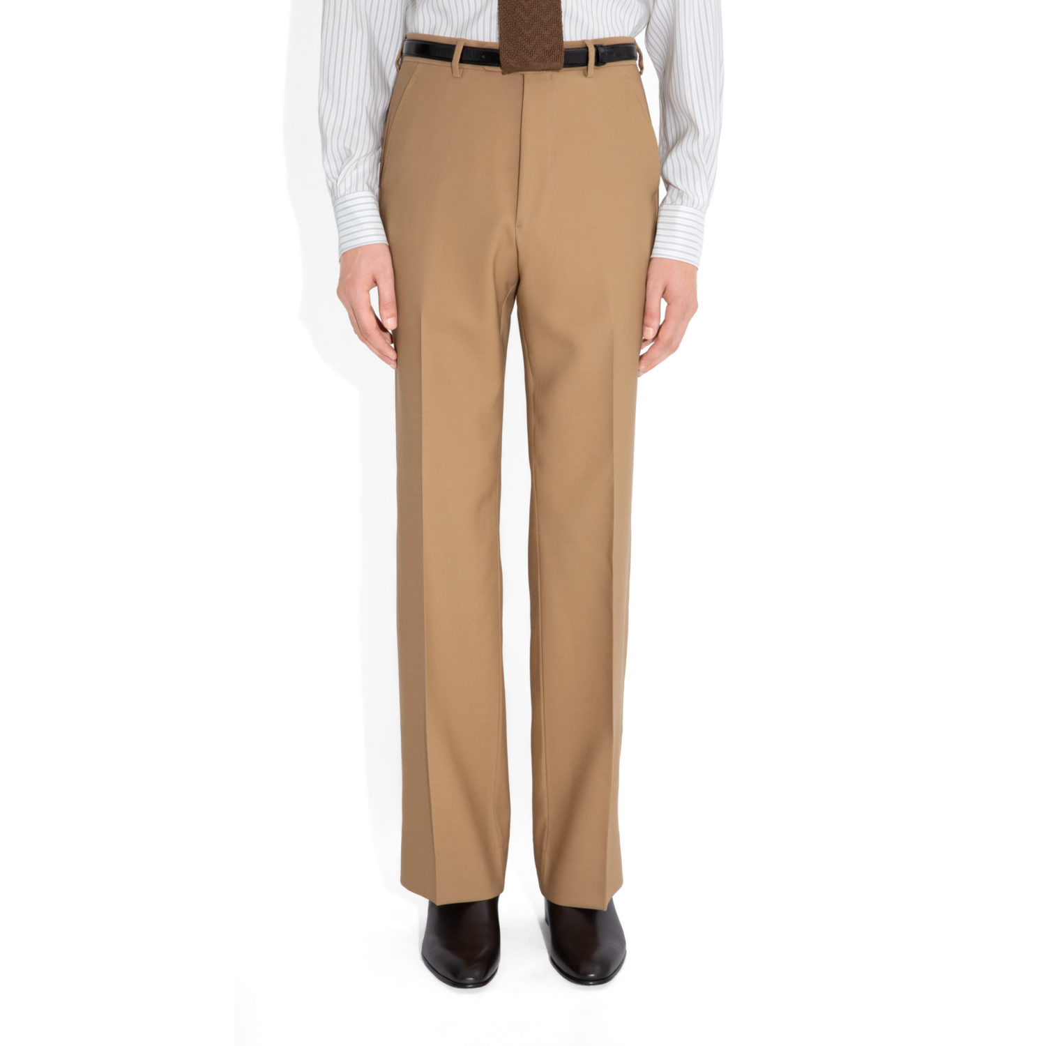 PANTALON ÉVASÉ TAILLE HAUTE EN DOESKIN - BEIGE_2