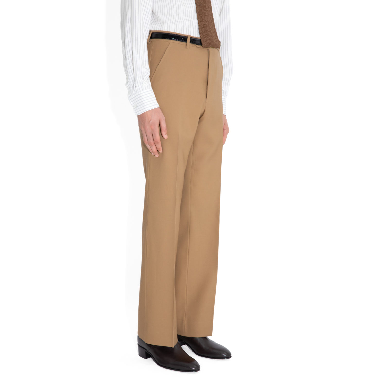 PANTALON ÉVASÉ TAILLE HAUTE EN DOESKIN - BEIGE_2