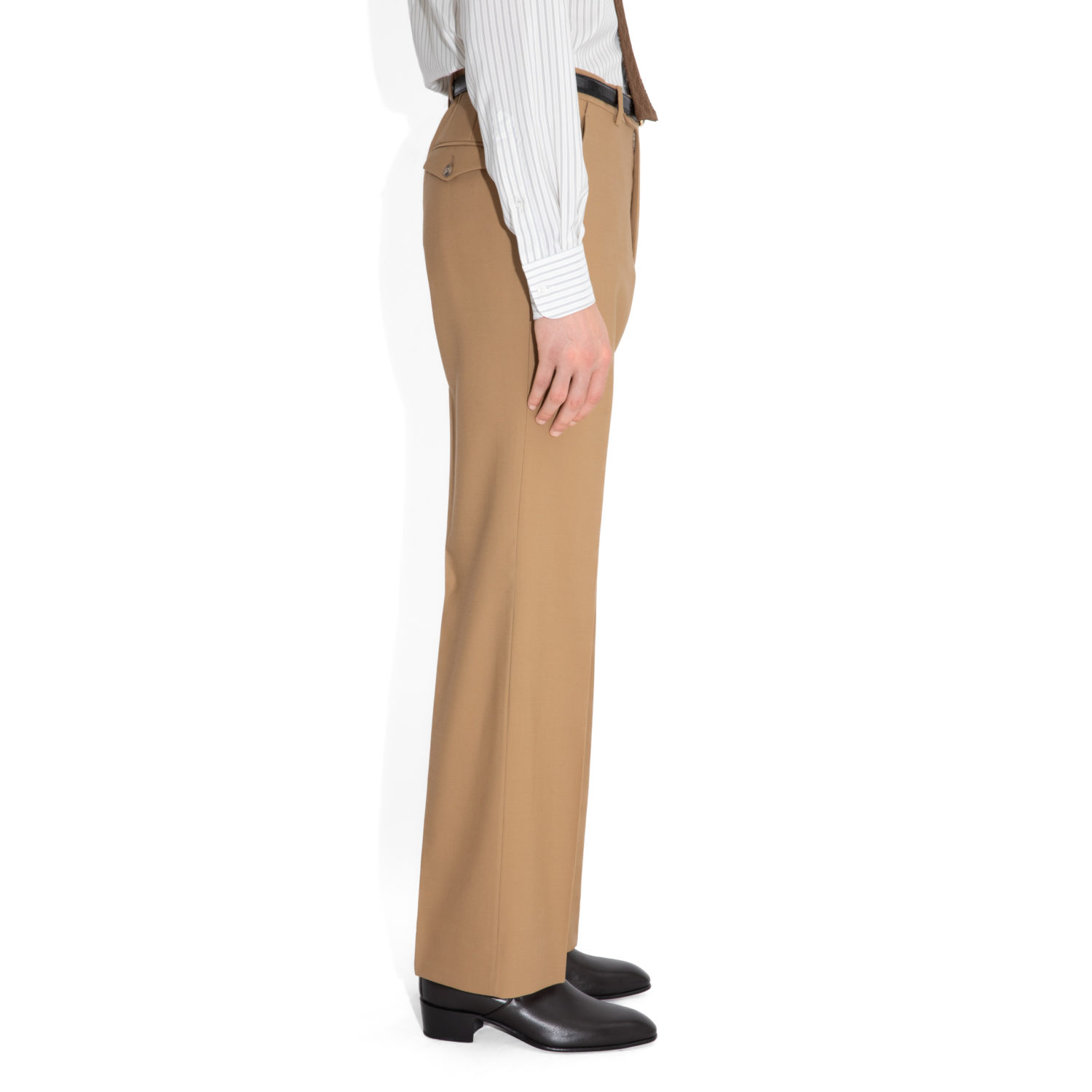 PANTALON ÉVASÉ TAILLE HAUTE EN DOESKIN - BEIGE_2