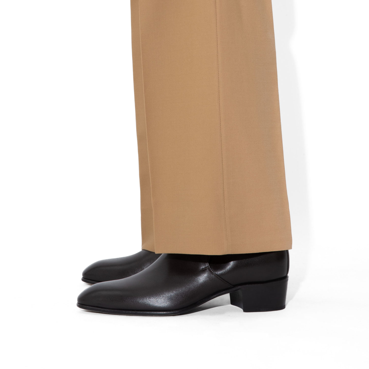 PANTALON ÉVASÉ TAILLE HAUTE EN DOESKIN - BEIGE_2