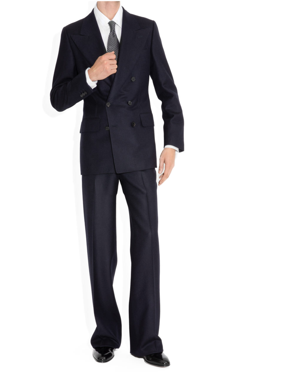 COSTUME CROISÉ EN FLANELLE - BLEU MARINE_7