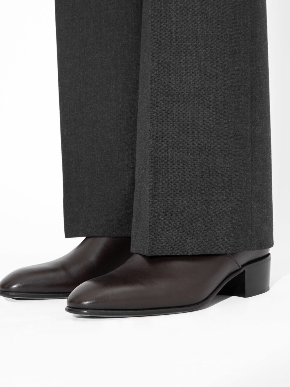 BOTTINES À BOUCLE EN CUIR DE VEAU BOX - ÉBÈNES