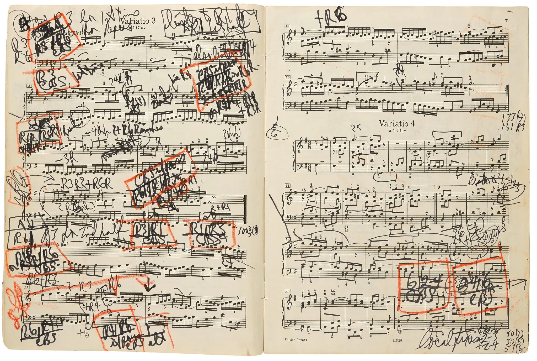 GOULD, Glenn, pian. annotated score of the Goldberg variations, 1981.