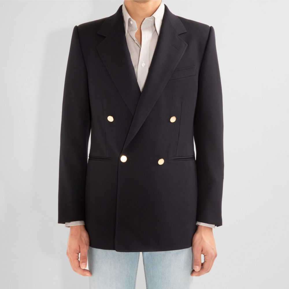 VESTE CROISÉE EN SERGÉ - BLEU MARINE